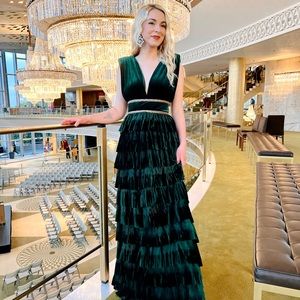 Bronx & Banco Velvet Maxi Dress in STUNNING Green